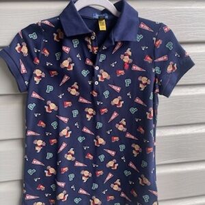 Kids Navy Blue Polo Shirt with Fun Print